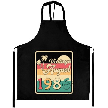 Discover Birthday Greeting For August 1986 Aprons