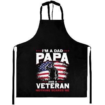Discover Dad Papa US Veteran Patriotic Father Soldier Aprons