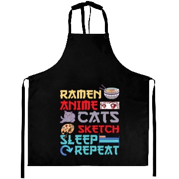 Discover Ramen Anime Cats Sketch Sleep Aprons