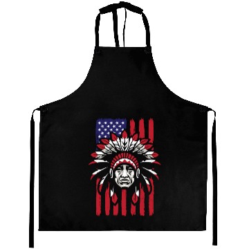 Discover Native American Chief US Flag Indian Aprons