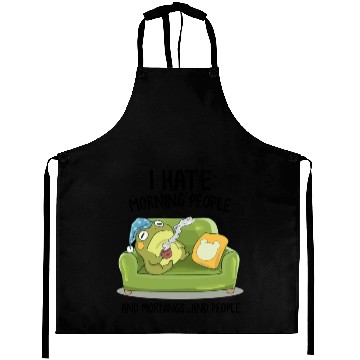 Discover Toad Frog Drinking Coffee I Hate Morning People Aprons