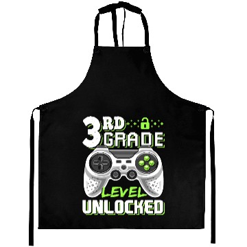Discover 3rd Grade Level Unlocked Video Game Back to School Aprons