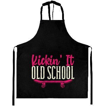 Discover Kickin' It Old School Funny Skateboard Skateboarde Aprons