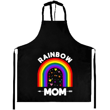 Discover Rainbow Proud Mom Colorful Heart LGBTQ Aprons