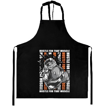 Discover Motivational Gym Quote: HUSTLE FOR THAT MUSCLE Aprons