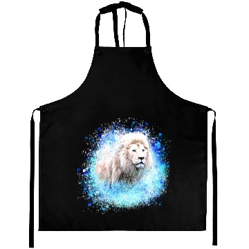 Discover lion,graffiti,painting,blue,white lion Aprons