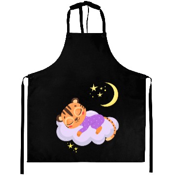 Discover sleeping cute tiger on a cloud Aprons