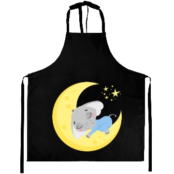 Discover cute elephant sleeping in the moon Aprons
