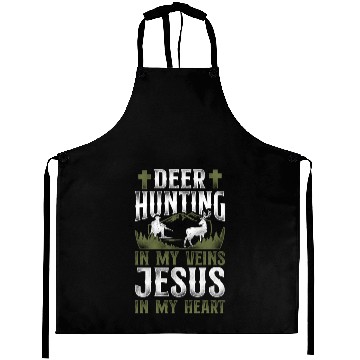 Discover Buck Deer Hunting Hunter Jesus Aprons