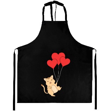 Discover Funny Valentines Day Cat Lover Heart Ballons Kitty Aprons