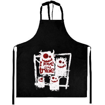 Discover I Love My Tribe Funny Monster Family Reunion Aprons