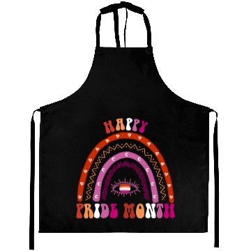 Discover Rainbow Happy Pride Month Lesbian Aprons
