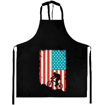 Discover mountain biking american flag Aprons