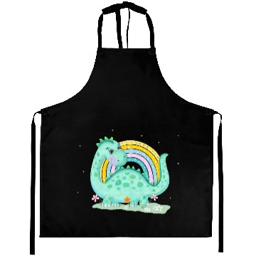 Discover Dinosaur with Rainbow and Flowers Aprons