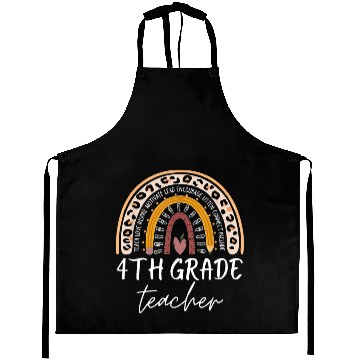Discover 4th grade teacher leopard rainbow back to school Aprons