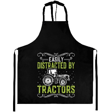 Discover Easily Distracted by Tractors Funny Tractor Lover Aprons