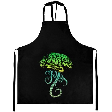 Discover Brain with Tentacles Green Aprons