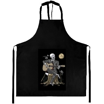 Discover Skeleton Goth Guitar Player Aprons
