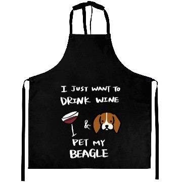 Discover Drink Wine And Pet My Beagle Aprons
