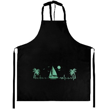 Discover Sailboat Heartbeat Sunset Men Ocean Aprons