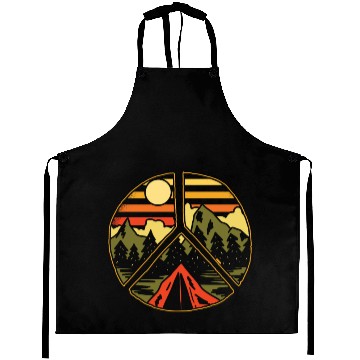 Discover Hiking Outdoors Peace and Love Aprons