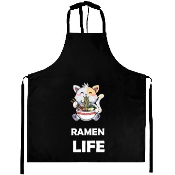 Discover ramen life cat eat Aprons