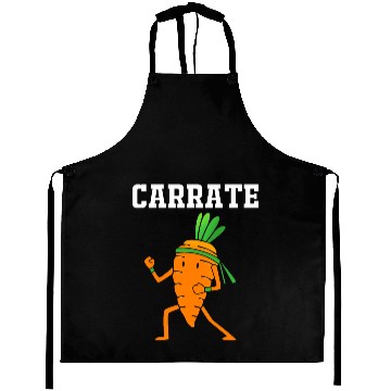 Discover Carrate Funny Vegan Carrot Doing Karate Aprons