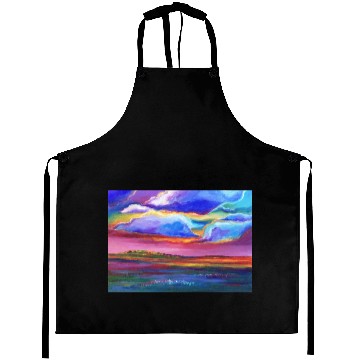 Discover Colorful Sunset Landscape Painting Aprons