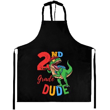 Discover 2nd Grade Dude T-Rex Dinosaur Back To School Boys Aprons