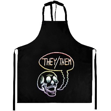 Discover LGBTQ+ Rainbow Pride They Them Pronouns Skull Aprons