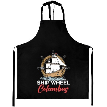 Discover Ship Wheel Columbus Day Christopher Columbus Aprons