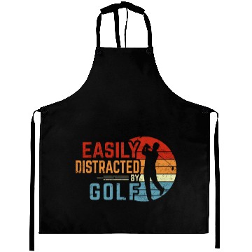 Discover Easily Distracted By Golf Funny Golfing Lover Reti Aprons