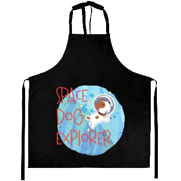 Discover Space Dog Explorer Moon Astronaut Aprons
