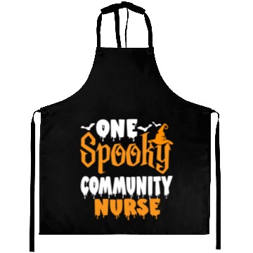 Discover One Spooky Community Nurse Funny Creepy Halloween Aprons
