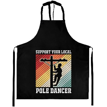 Discover Retro Lineman Support Your Local Pole Dancer Aprons