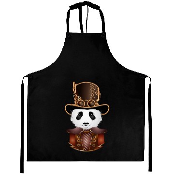 Discover Steampunk panda bear with antique top hat look Aprons