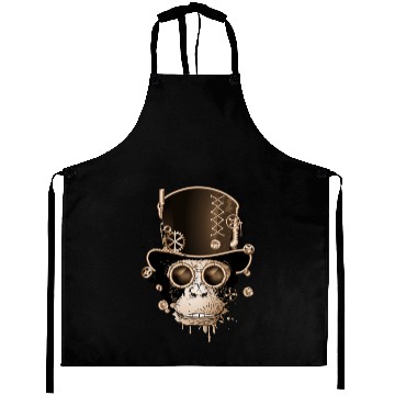Discover Steampunk monkey with ancient cylinder hat look Aprons