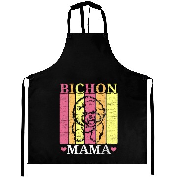 Discover Bichon Frise Mama Dog Lover Puppy Paw Love Aprons