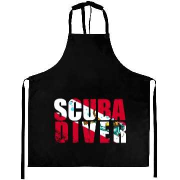 Discover Scuba Diver Red White Flag Vintage Scuba Diving Aprons