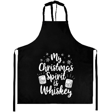 Discover My Christmas Spirit Is Whiskey Funny Holiday Gift Aprons