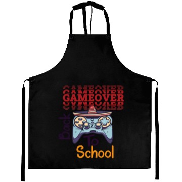 Discover game over back to school funny design Aprons