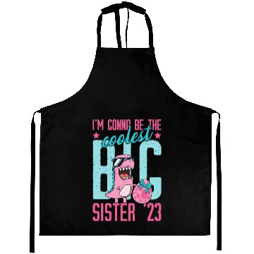 Discover Coolest Big Sister 2023 Baby Pregnancy Dino Girls Aprons