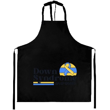 Discover Down Syndrome Awareness Retro Sunset Yellow Blue Aprons