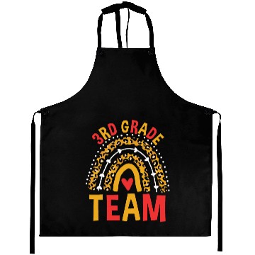 Discover Leopard Rainbow Back To School 3rd Grade Team Aprons