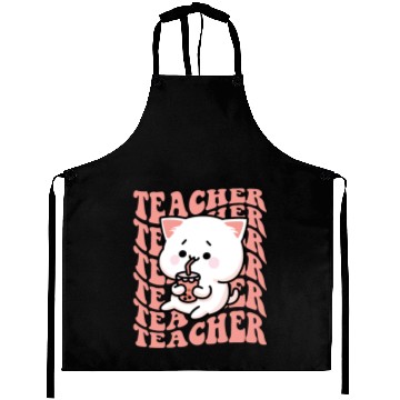 Discover Boba Tea Teacher Cute Kawaii Cat Back To School Aprons
