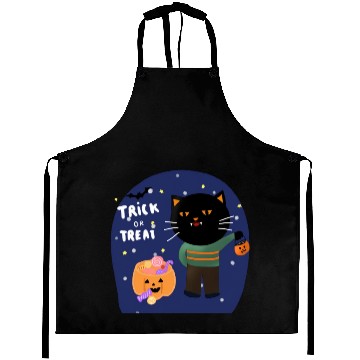 Discover Trick or Treat cartoon design Aprons