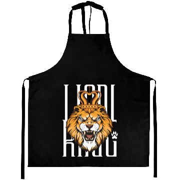 Discover Black and Orange Illustrated Lion King Aprons