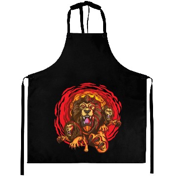 Discover Angry Lion Face Aprons