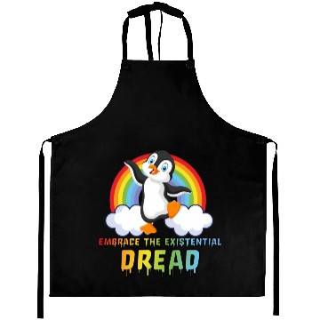 Discover Embrace The Existential Dread Penguin Rainbow Aprons