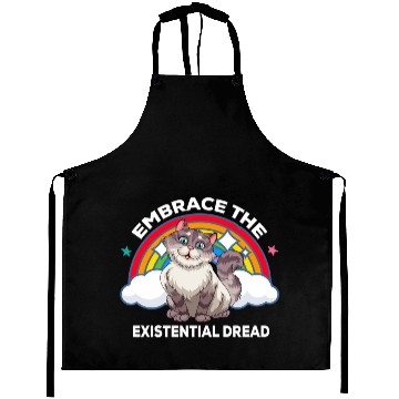Discover Embrace The Existential Dread Cat Rainbow Aprons